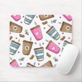 Kaffeetassen, Kaffeebohnen, Herz, Kaffee Lover Mousepad (Mit Mouse)
