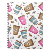 Kaffeetassen, Kaffeebohnen, Herz, Kaffee Lover Notizblock (Vorderseite)