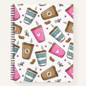 Kaffeetassen, Kaffeebohnen, Herz, Kaffee Lover Notizblock (Vorderseite)