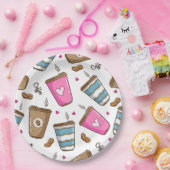 Kaffeetassen, Kaffeebohnen, Herz, Kaffee Lover Pappteller (Party)