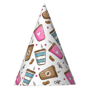 Kaffeetassen, Kaffeebohnen, Herz, Kaffee Lover Partyhütchen