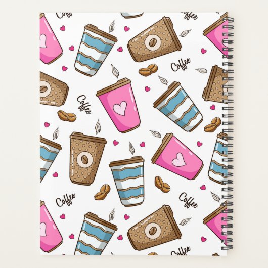 Kaffeetassen, Kaffeebohnen, Herz, Kaffee Lover Planer (Rückseite)