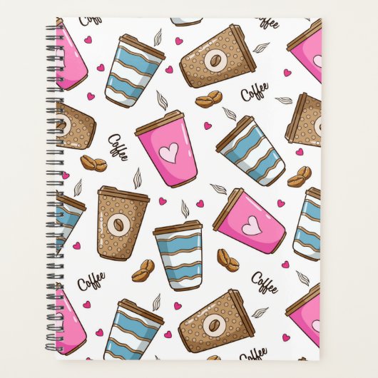 Kaffeetassen, Kaffeebohnen, Herz, Kaffee Lover Planer (Vorderseite)