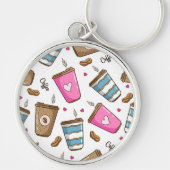 Kaffeetassen, Kaffeebohnen, Herz, Kaffee Lover Schlüsselanhänger (Vorne)