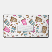 Kaffeetassen, Kaffeebohnen, Herz, Kaffee Lover Schreibtischunterlage (Tastatur & Maus)