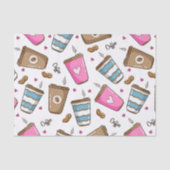 Kaffeetassen, Kaffeebohnen, Herz, Kaffee Lover Seidenpapier (Vorderseite)