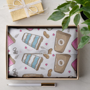 Kaffeetassen, Kaffeebohnen, Herz, Kaffee Lover Seidenpapier