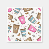 Kaffeetassen, Kaffeebohnen, Herz, Kaffee Lover Serviette (Vorderseite)