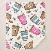 Kaffeetassen, Kaffeebohnen, Herz, Kaffee Lover Sherpadecke (Vorderseite)