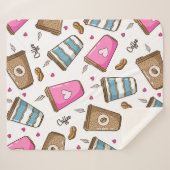 Kaffeetassen, Kaffeebohnen, Herz, Kaffee Lover Sherpadecke (Vorderseite (Horizontal))