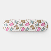 Kaffeetassen, Kaffeebohnen, Herz, Kaffee Lover Skateboard (Horizontal)