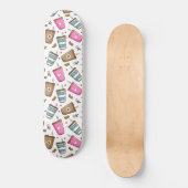 Kaffeetassen, Kaffeebohnen, Herz, Kaffee Lover Skateboard (Vorderseite)