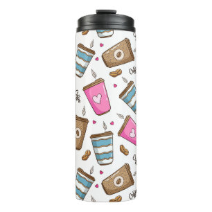 Kaffeetassen, Kaffeebohnen, Herz, Kaffee Lover Thermosbecher