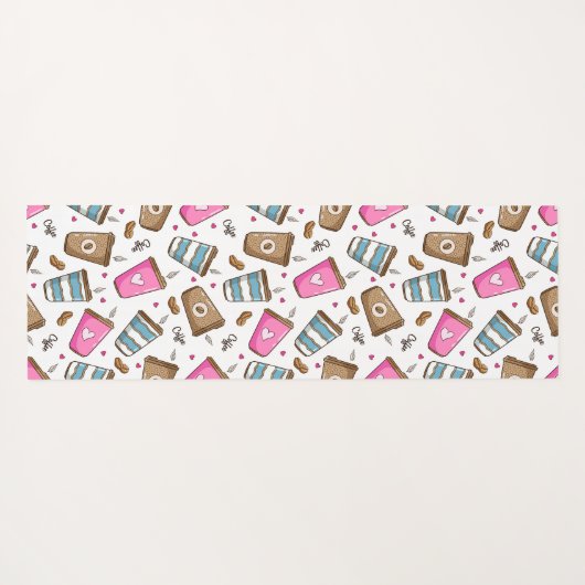 Kaffeetassen, Kaffeebohnen, Herz, Kaffee Lover Yogamatte (Rückseite (Horizontal))