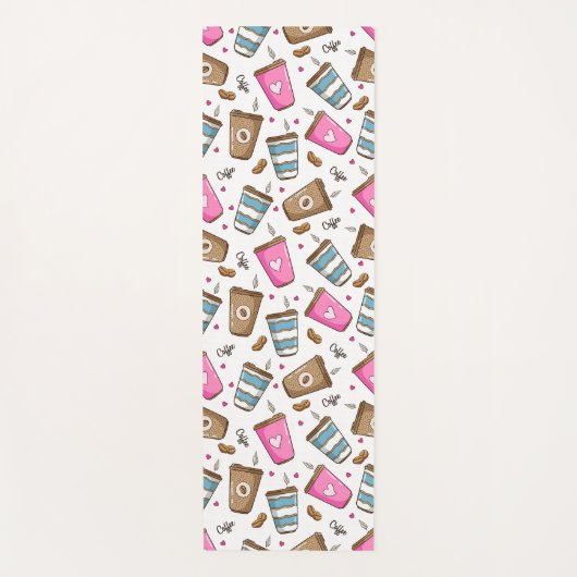 Kaffeetassen, Kaffeebohnen, Herz, Kaffee Lover Yogamatte (Vorderseite)