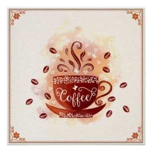 Kaffeetassen-Kunst für Ihre Küche Poster