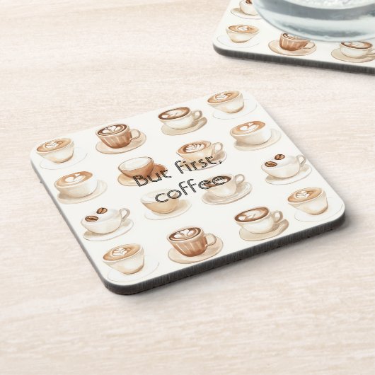 Kaffeetassen mit Creme Getränkeuntersetzer (Linke Seite)