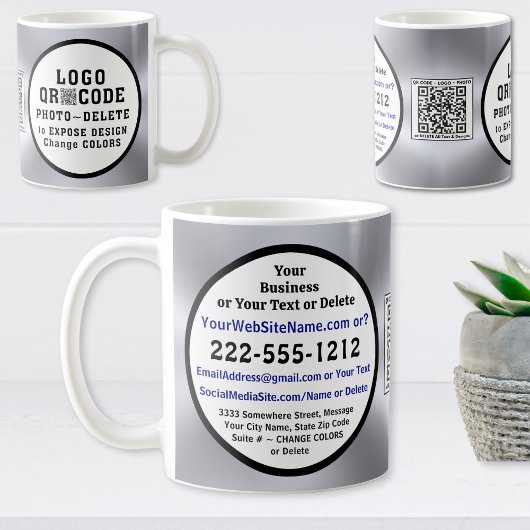 Kaffeetassen mit Firmenlogo, QR-Code, Foto