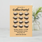 Kaffeetassen-Muster Kaffeeparty Einladung (Stehend Vorderseite)