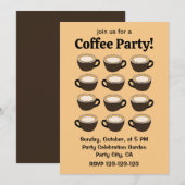 Kaffeetassen-Muster Kaffeeparty Einladung (Vorne/Hinten)