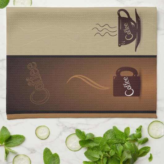 Kaffeetassen u. Bohnen Handtuch (Gefaltet)