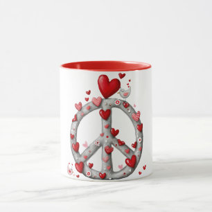 Kaffeetassendesign des Friedenszeichens mit Herzen Tasse