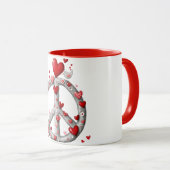 Kaffeetassendesign des Friedenszeichens mit Herzen Tasse (VorderseiteRechts)