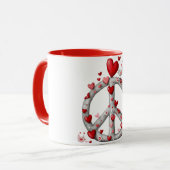 Kaffeetassendesign des Friedenszeichens mit Herzen Tasse (Vorderseite Links)