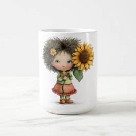 Kaffeetassendesign mit kleinem Mädchen, das Sonnen Kaffeetasse