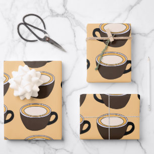 Kaffeetassenmuster Geschenkpapier Set