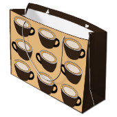 Kaffeetassenmuster Große Geschenktüte (Rückseite Schrägansicht)