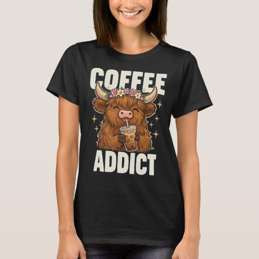 Kaffeetäter Highland-Rind T-Shirt (Vorderseite)