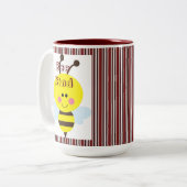 Kaffeetee-Tasse, Burgunder Stripe Bee Kind Hummel Zweifarbige Tasse (Vorderseite Links)