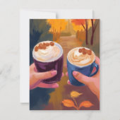 Kaffeetermin Herbstlaub Herbst Aquarellkarte (Vorderseite)