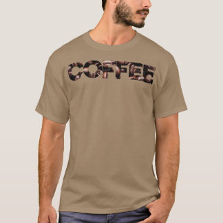 Kaffeetext mit Kaffeebohnen-Textur T-Shirt