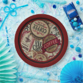 Kaffeetiketten-Collage Pappteller (Party)