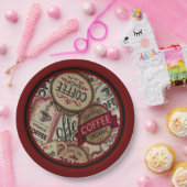 Kaffeetiketten-Collage Pappteller (Party)