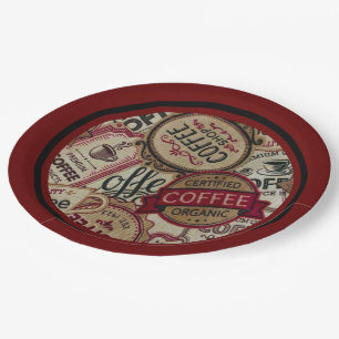Kaffeetiketten-Collage Pappteller