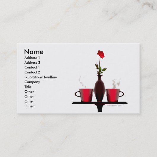 Kaffeetisch und Rose Visitenkarte (Vorderseite)
