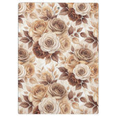 Kaffeetöne Blumenmuster-Rose Klemmbrett (Rückseite)