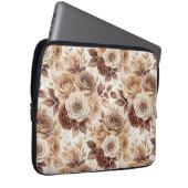 Kaffeetöne Blumenmuster-Rose Laptopschutzhülle (Vorne Rechts)