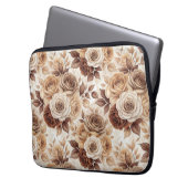 Kaffeetöne Blumenmuster-Rose Laptopschutzhülle (Vorderseite Links)