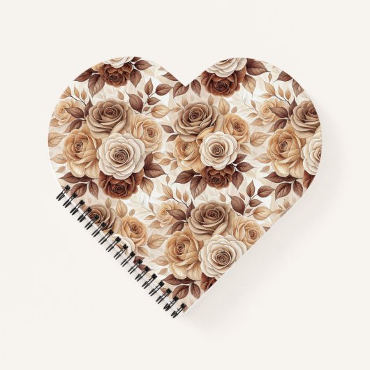 Kaffeetöne Blumenmuster-Rose Notizblock (Vorderseite)