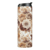Kaffeetöne Blumenmuster-Rose Thermosbecher (Nach links gedreht)