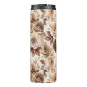 Kaffeetöne Blumenmuster-Rose Thermosbecher (Rückseite)