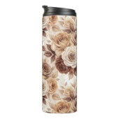 Kaffeetöne Blumenmuster-Rose Thermosbecher (Nach rechts gedreht)