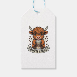 Kaffeetoter Süße Highland-Kuh Vintage-Gravur  Geschenkanhänger