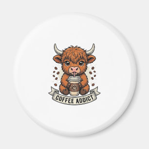 Kaffeetoter süße Highland-Kuh Vintage-Gravur Magnet