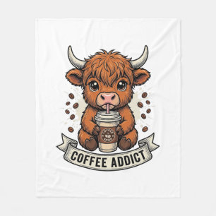 Kaffeetoter süße Highland-Kuh Vintage-Stich Fleecedecke