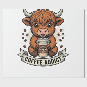 Kaffeetoter süße Highland-Kuh Vintage-Stich Geschenkpapier